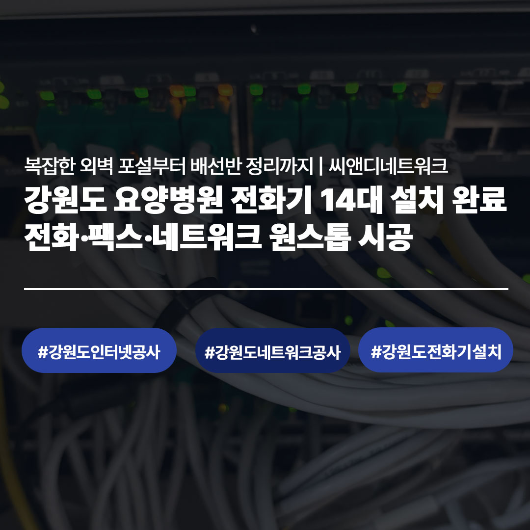 강원도 요양병원 전화기 설치 & 네트워크 포설 작업 완료 사례 | 씨앤디네트워크