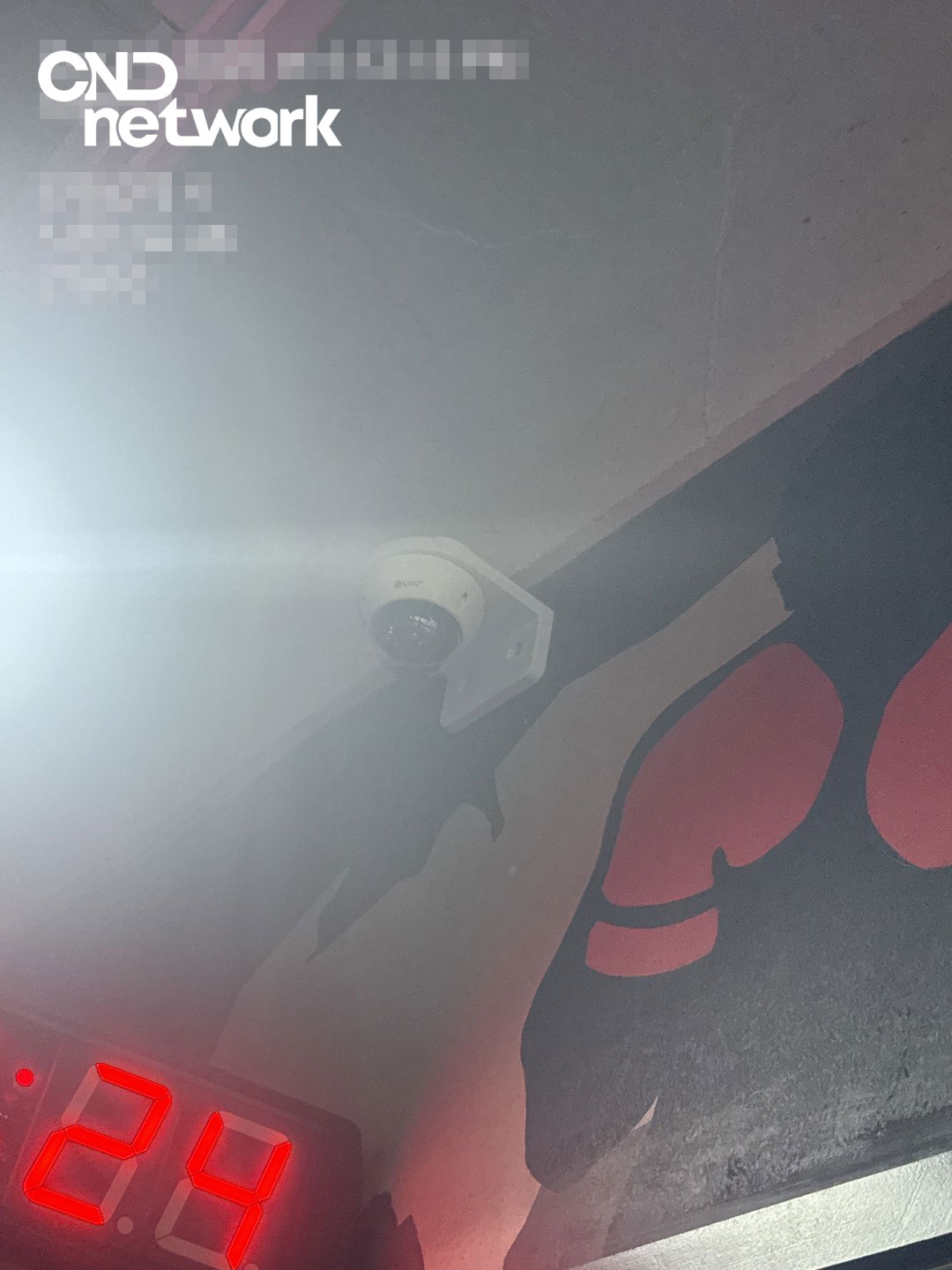 씨앤디네트워크 LG U+ 지능형 CCTV 돔카메라 천장 설치 완료 – 인천 복싱장 도장 CCTV 설치