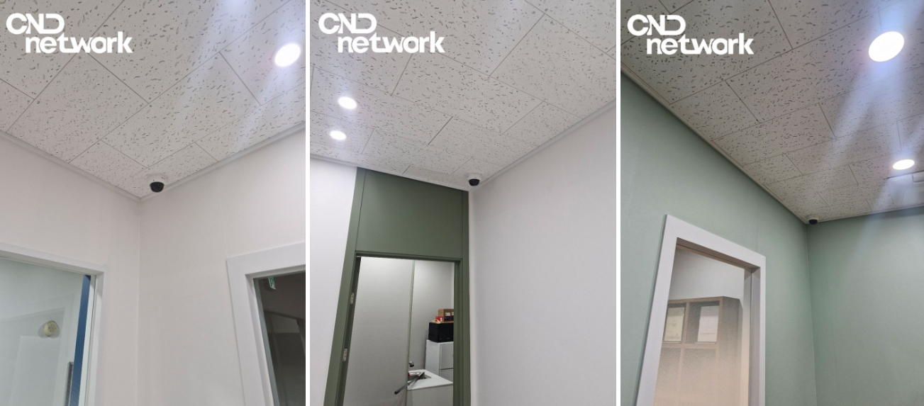 인천 간석동 학원 강의실 천장 코너 돔카메라 CCTV 3대 설치 완료 - CND네트워크 학원 보안 시공 사례