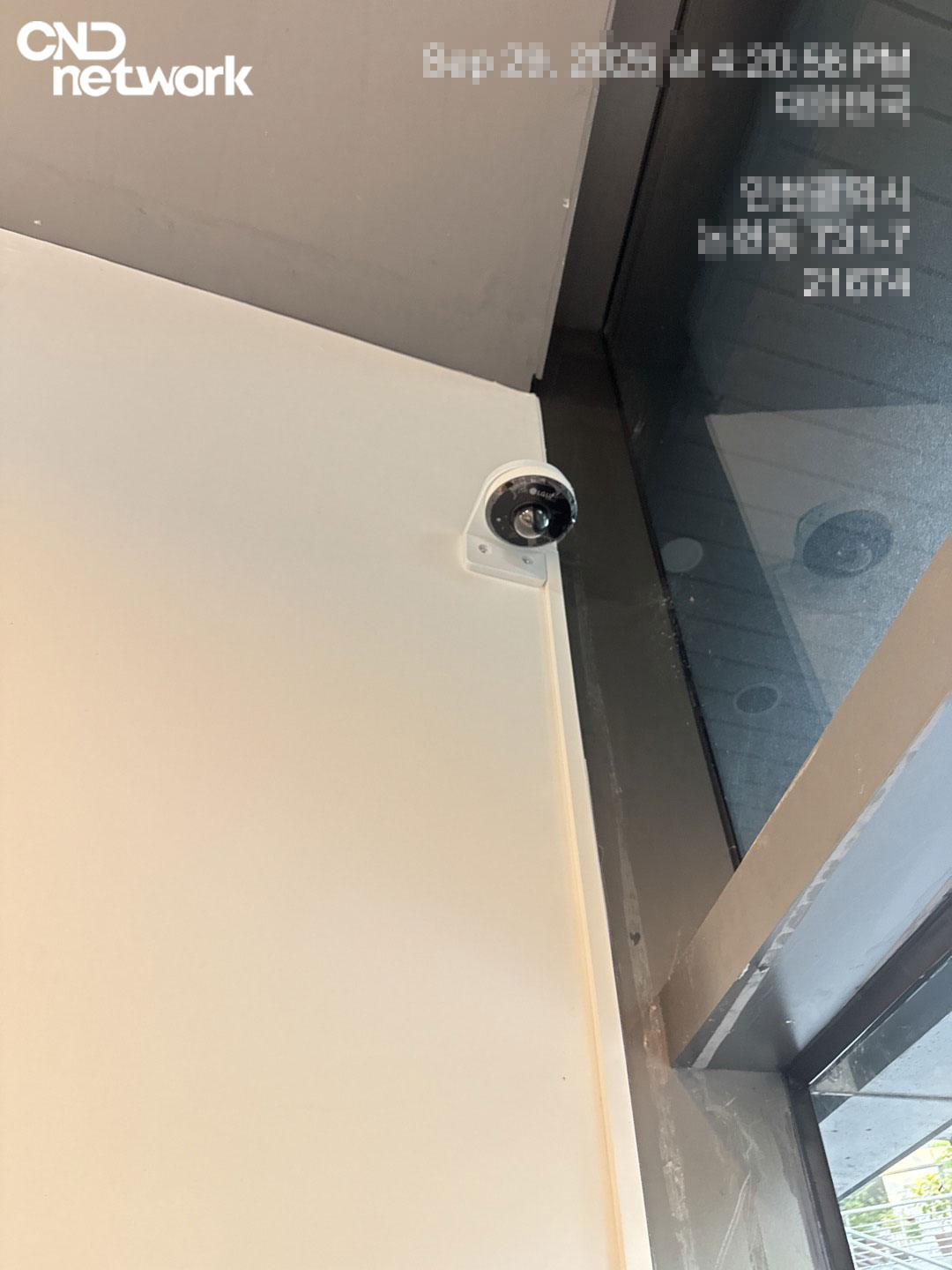 인천 논현동 단군상점 출입구 상단 LG CCTV 카메라 설치 완료 모습
