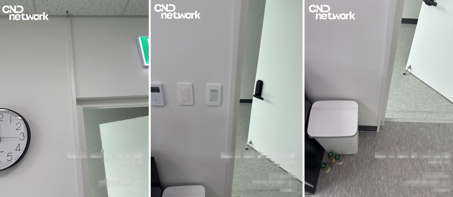 인천 송도동 오피스 몰드 배선 정리 완료 3컷 비교 – 씨앤디네트워크 사무실 CCTV 케이블 깔끔한 마감 시공