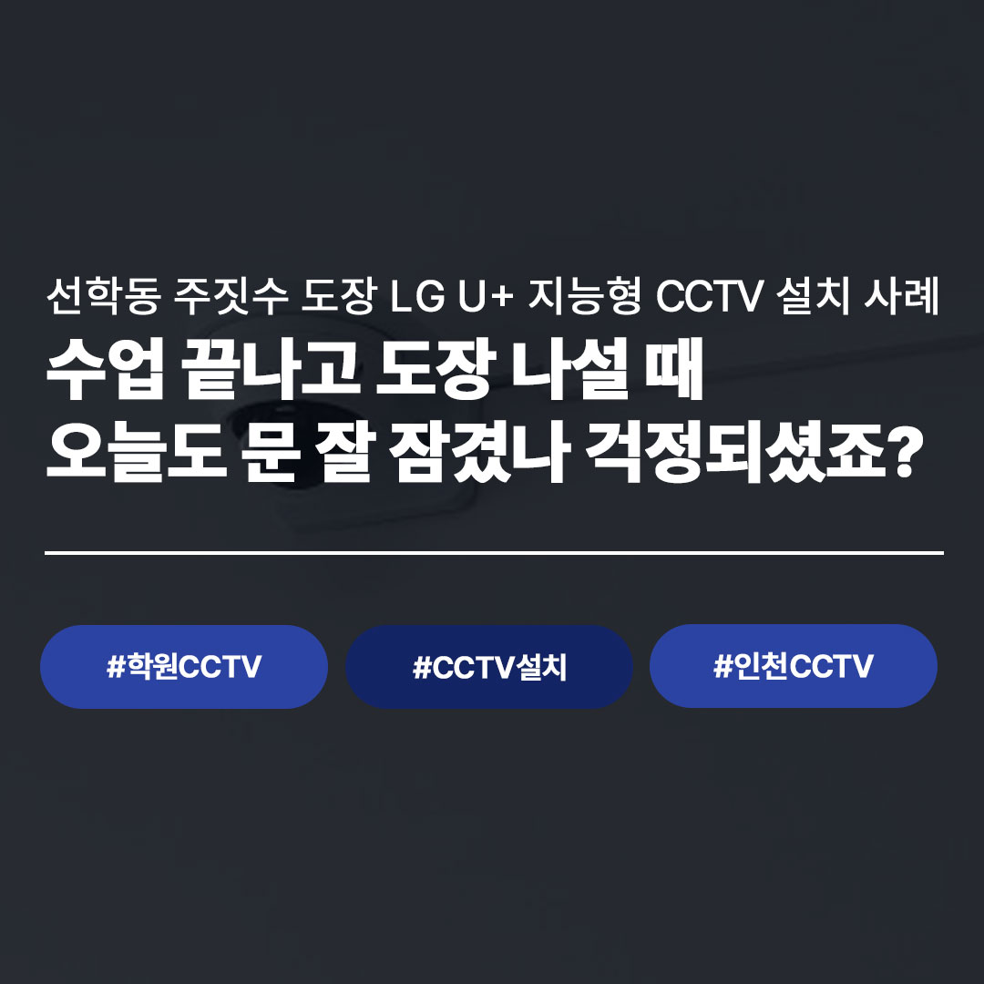 선학동 주짓수 도장 CCTV 설치 사례|LG U+ 지능형 CCTV로 관장님 걱정 하나 덜었습니다