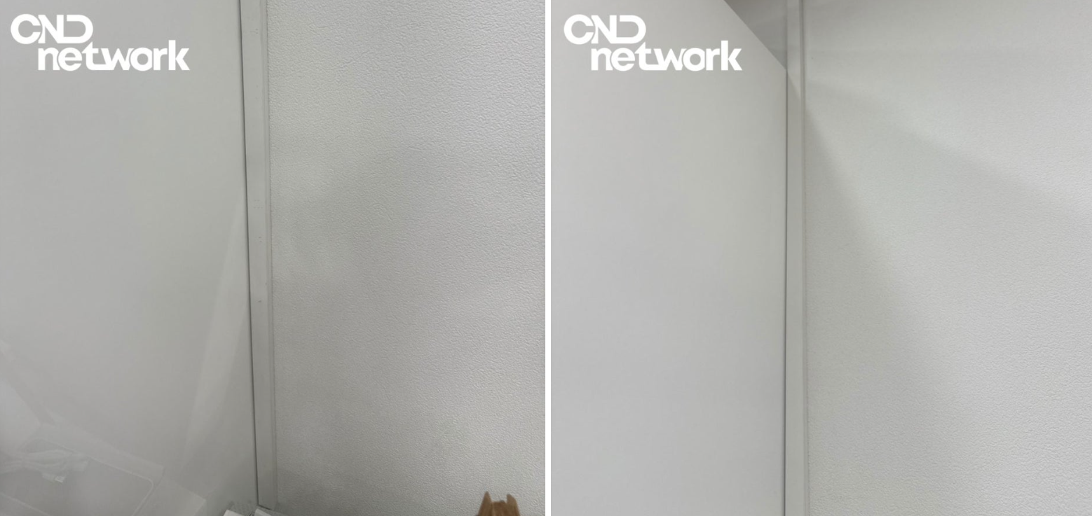 인천 옥련동 떡케이크 공방 CCTV 배선 몰드 마감 전후 비교 2컷 – 씨앤디네트워크 깔끔한 실내 CCTV 케이블 정리 시공